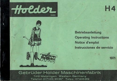 Die Betriebsanleitung für den Holder H4 von 1971