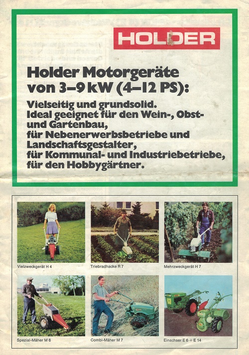Holder H4 Mehrzweckgerät Betriebsanleitung 1979 